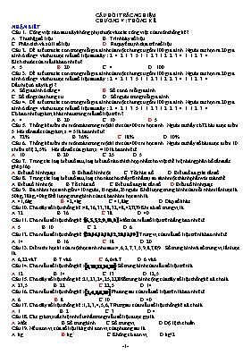 Câu hỏi trắc nghiệm môn Toán - Chương V Thống kê